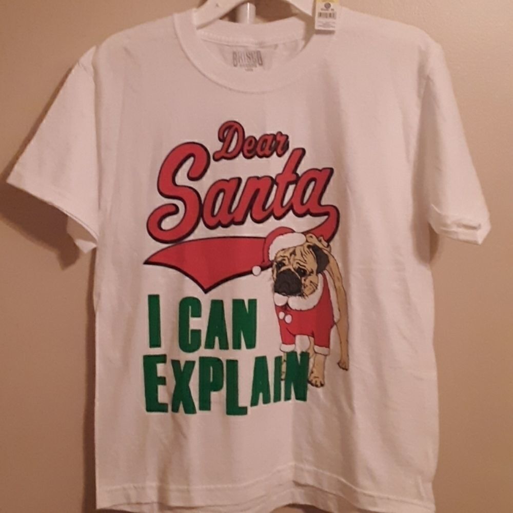 NWT DEAR SANTA CHRISTMAS PUG SHORT SLEEVE TEE M - Picture 3 of 4